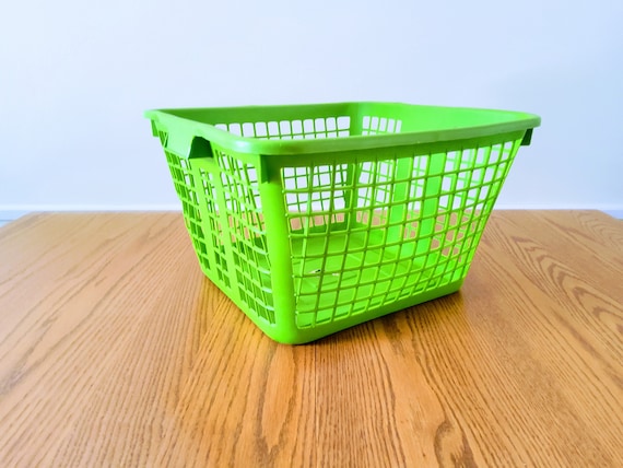 Vintage Bright Green Laundry Basket, Apple Green, Square