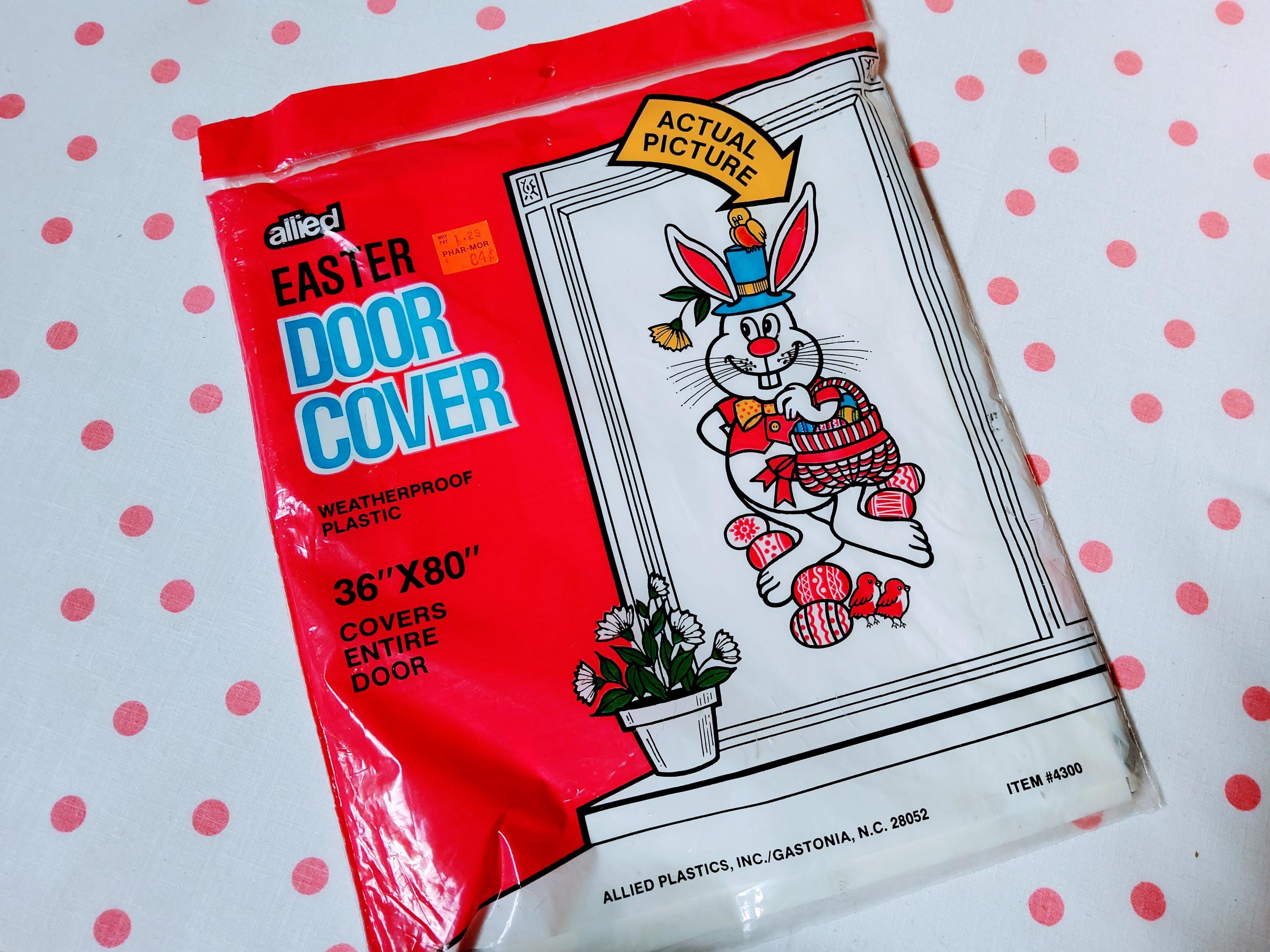 Vintage Easter door cover, Easter bunny, kitsch decor, plastic door cover, Allied plastics, kitschy, 1980's, door decoration