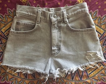 Vintage 80er Jahre grau washed Lee hoch taillierte Jeans Shorts XS S24