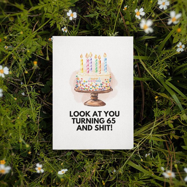 Printed 65th Birthday Card | Happy Birthday Card | Birthday Card For Him Her | Funny Card | Sarcastic Birthday Card | Look At You Turning 65