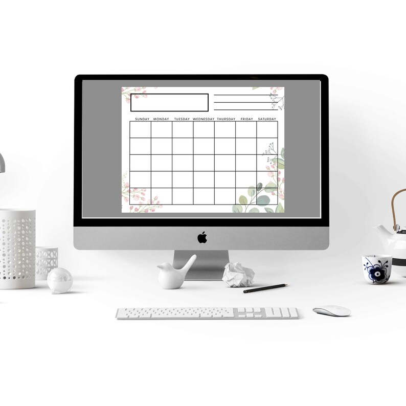 8.5 X 11 Inch Blank Calendar Floral Calendar Page Template | Etsy