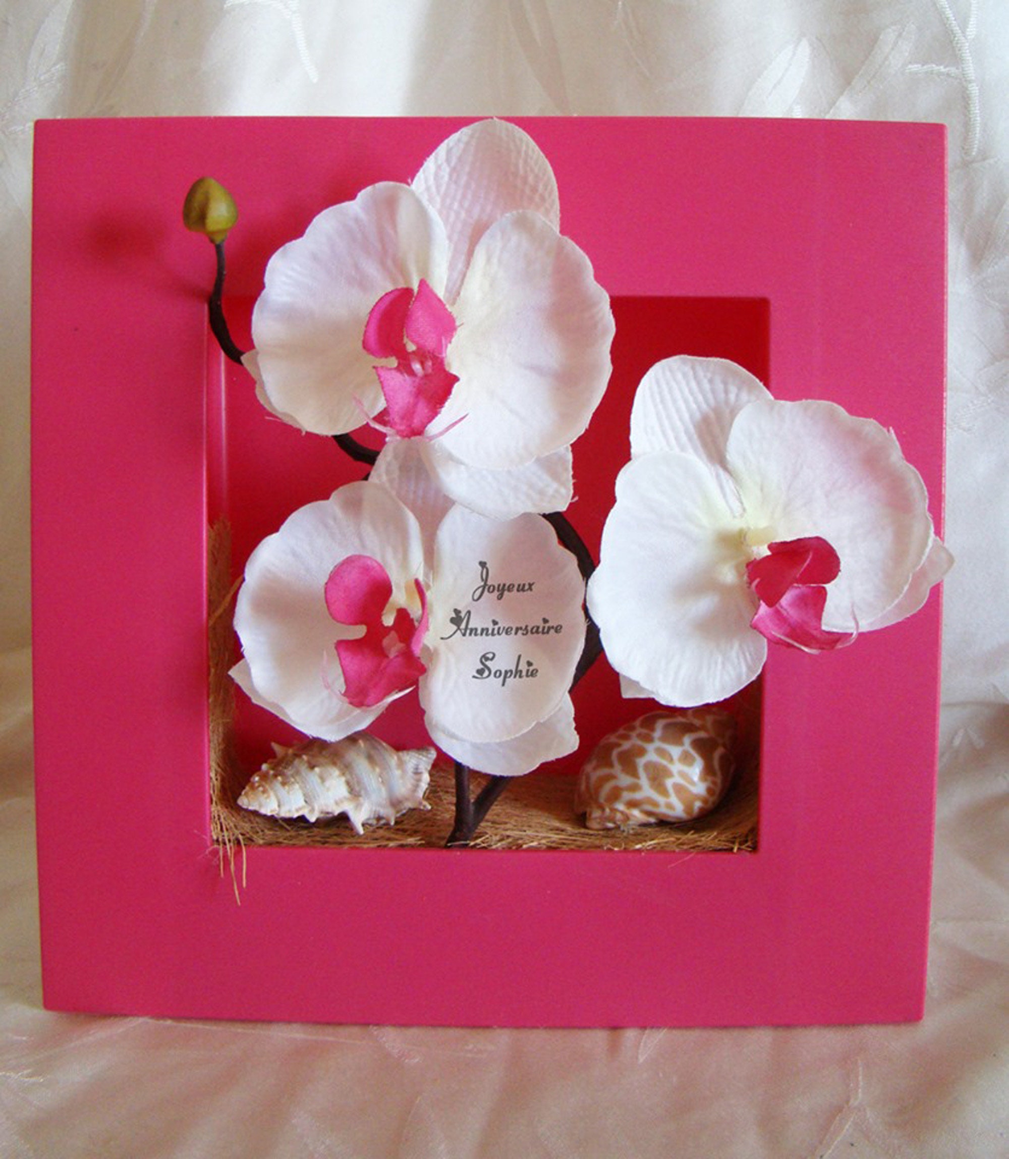 Cadre Théme Mer avec Orchidées à Personnaliser