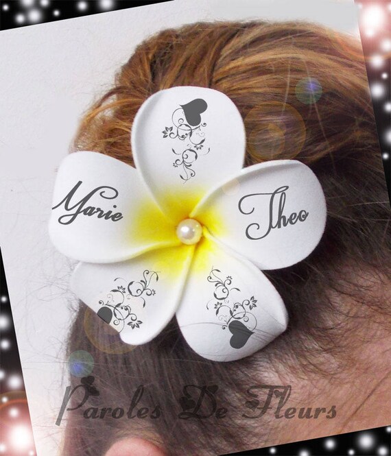 Mariage Fleur Frangipanier Fleur Exotique Tattoo Personnalisé Avec Prénoms