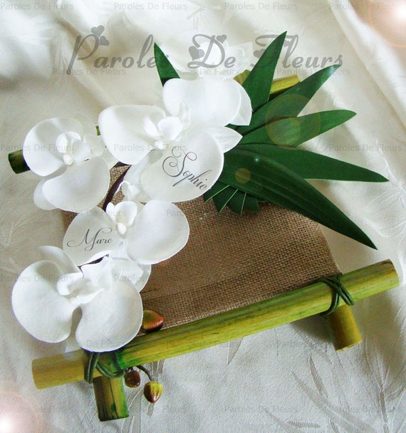 Centre De Table Bambou Toile De Jute Et Orchidees Etsy Centre De Table Bambou Toile De Jute Et Orchidees Etsy