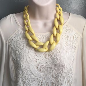 Navy Blue Chunky Chain Lucite Link Housewife Resin Statement Necklace Additional Colors Available image 2