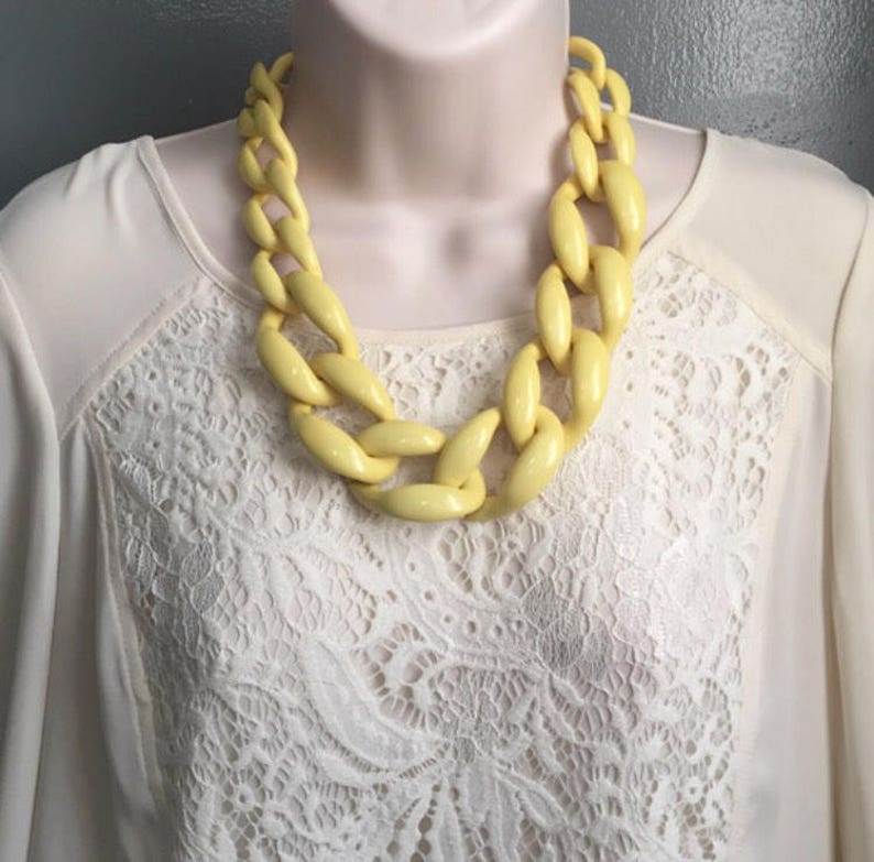 Navy Blue Chunky Chain Lucite Link Housewife Resin Statement Necklace Additional Colors Available image 2