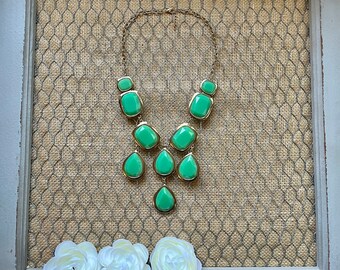 Teal Mint Green Bubble Bib Beaded Chandelier Statement Necklace more colors