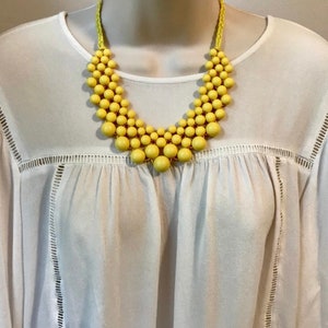 Canary Yellow Bubble Bib Beaded Cascade Chandelier Statement Necklace More Colors