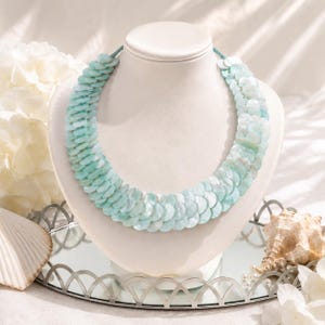 Mermaid Luxe Mint Green  Shell Statement Necklace  Coastal Luxe Choker Beach Wedding Jewelry Oyster Shell Necklace Resort Wear More Colors