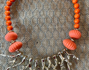 Nautical Coral Bubble Bib Coral Shell Chandelier Statement Necklace More Colors Available