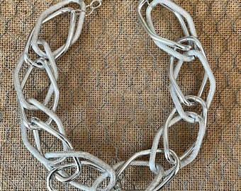 Silver or Gold Chunky Chain Link Multilayered Textured  Statement Necklace