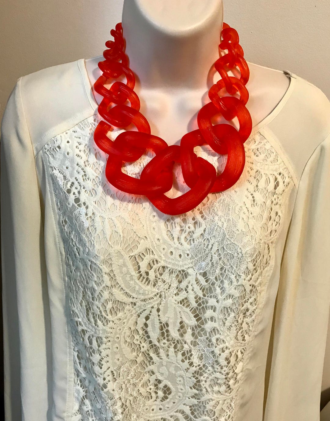 Translucent Resin Red Fall Orange Red Translucent Resin Chunky Chain Lucite Link - Etsy