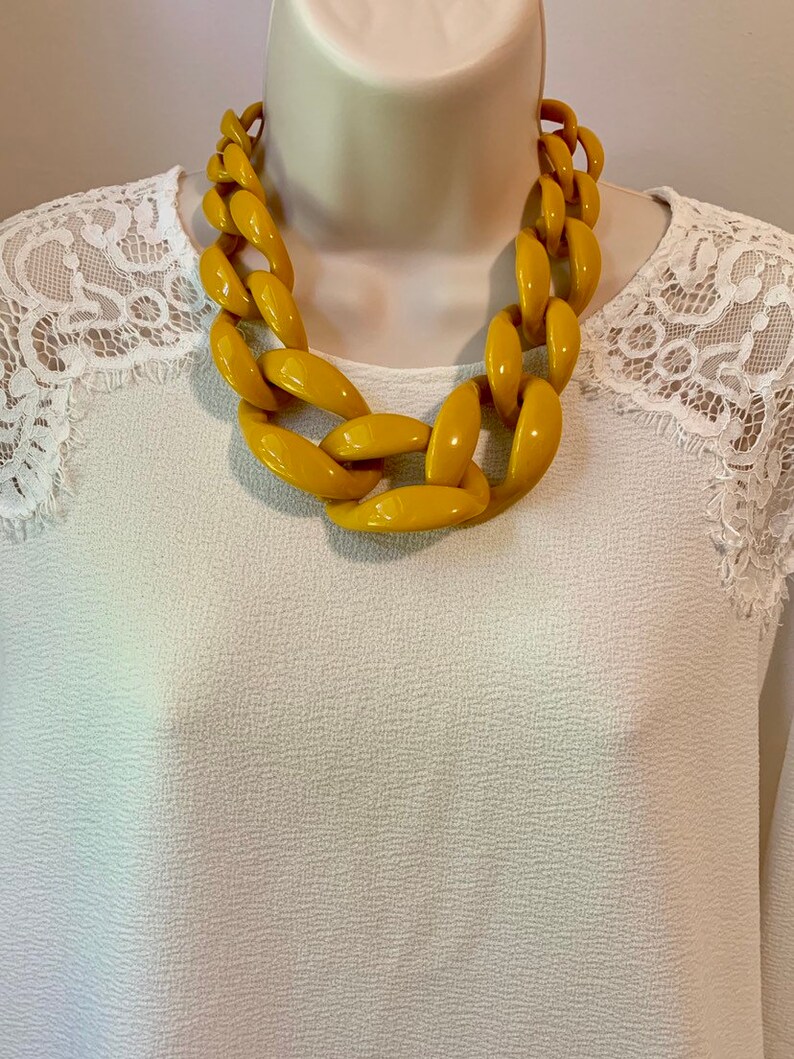 Mustard Yellow Chunky Chain Lucite Link Housewife Resin Etsy