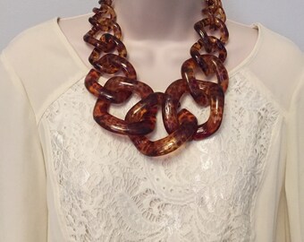 Schildkröte Chunky Kette Glieder Housewife Resin Statement Collar Bib Halskette Weitere Farben verfügbar