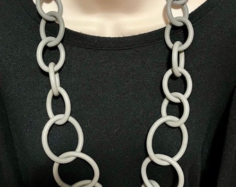 Red Matte Rubber Chunky Chain Link Statement Necklace More Colors ...