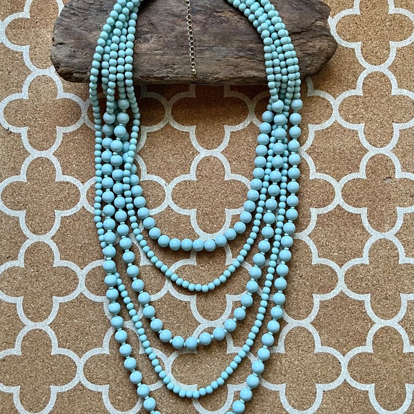 Mint Green Long Multi Layer Bubble Bib Beaded Chandelier Bead Statement Necklace More Colors