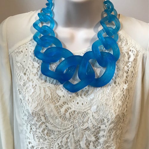 Black Matte Rubber Chunky Chain Link Resin Statement Necklace Etsy