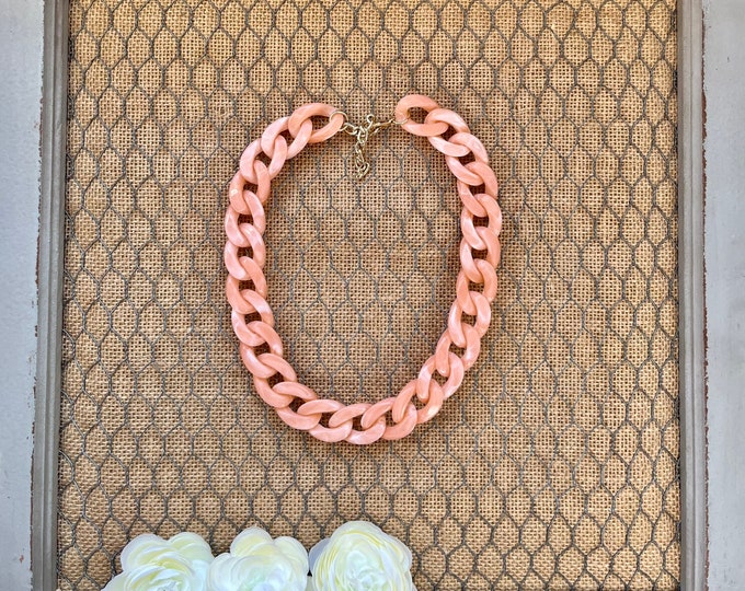 Marble Peach Mini Chunky Chain Link Resin Statement Adjustable Necklace More Colors Available