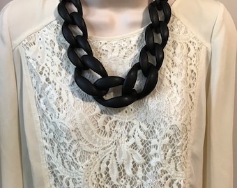 Black Translucent Resin Chunky Chain Lucite Link Housewife Resin Statement Necklace Additional Colors