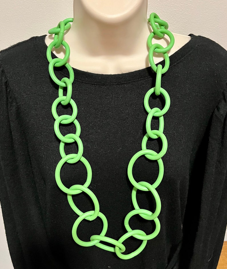 Red Matte Rubber Chunky Chain Link Statement Necklace More Colors ...