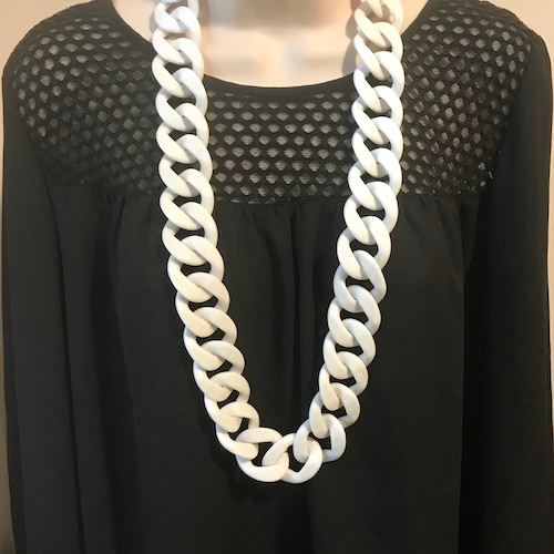 Black Matte Rubber Chunky Chain Link Resin Statement Necklace Etsy