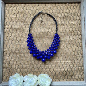 Snorkel Royal Blue Nautical Braided Rope And Beaded  Statement Necklace Additional Colors