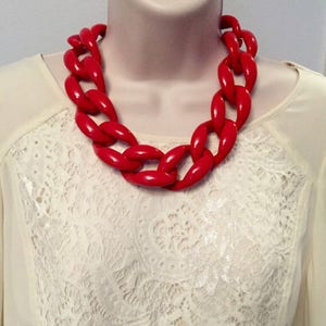 Navy Blue Chunky Chain Lucite Link Housewife Resin Statement Necklace Additional Colors Available image 4