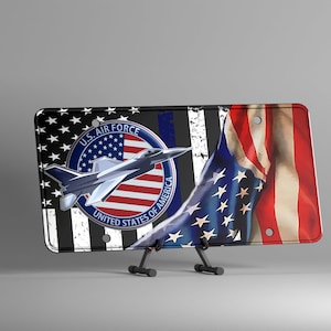 Airforce Veteran - Military Design -Jet And Hand Pulling US Flag - One Of A Kind - Instant Download Graphic - Sublimation License Plate