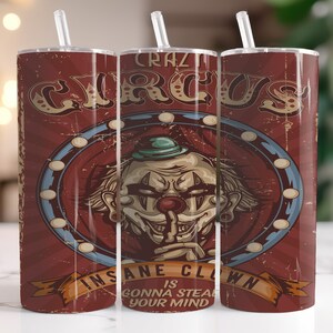 Horror Circus Clown - Instant Download Graphic -  20oz Skinny Tumbler Wrap & More