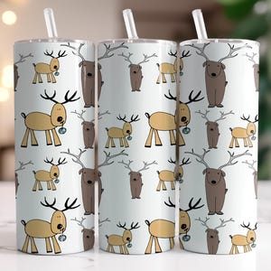 Reindeers For Christmas - Instant Download Graphic -  20oz Skinny Tumbler Wrap