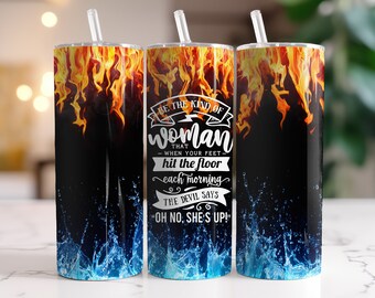 Woman And The Devil - Instant Download Graphic -  20oz Skinny Tumbler Wrap & More