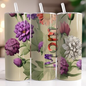Mom On Multi Colored Flowers - Original OOAK Design - Instant Download Graphic - Sublimation 20oz Skinny Tumbler Wrap