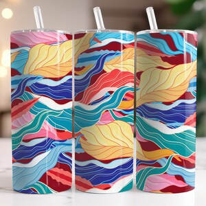 Leaves In Abstract - Instant Download PNG - Sublimation 20oz Skinny Tumbler Wrap