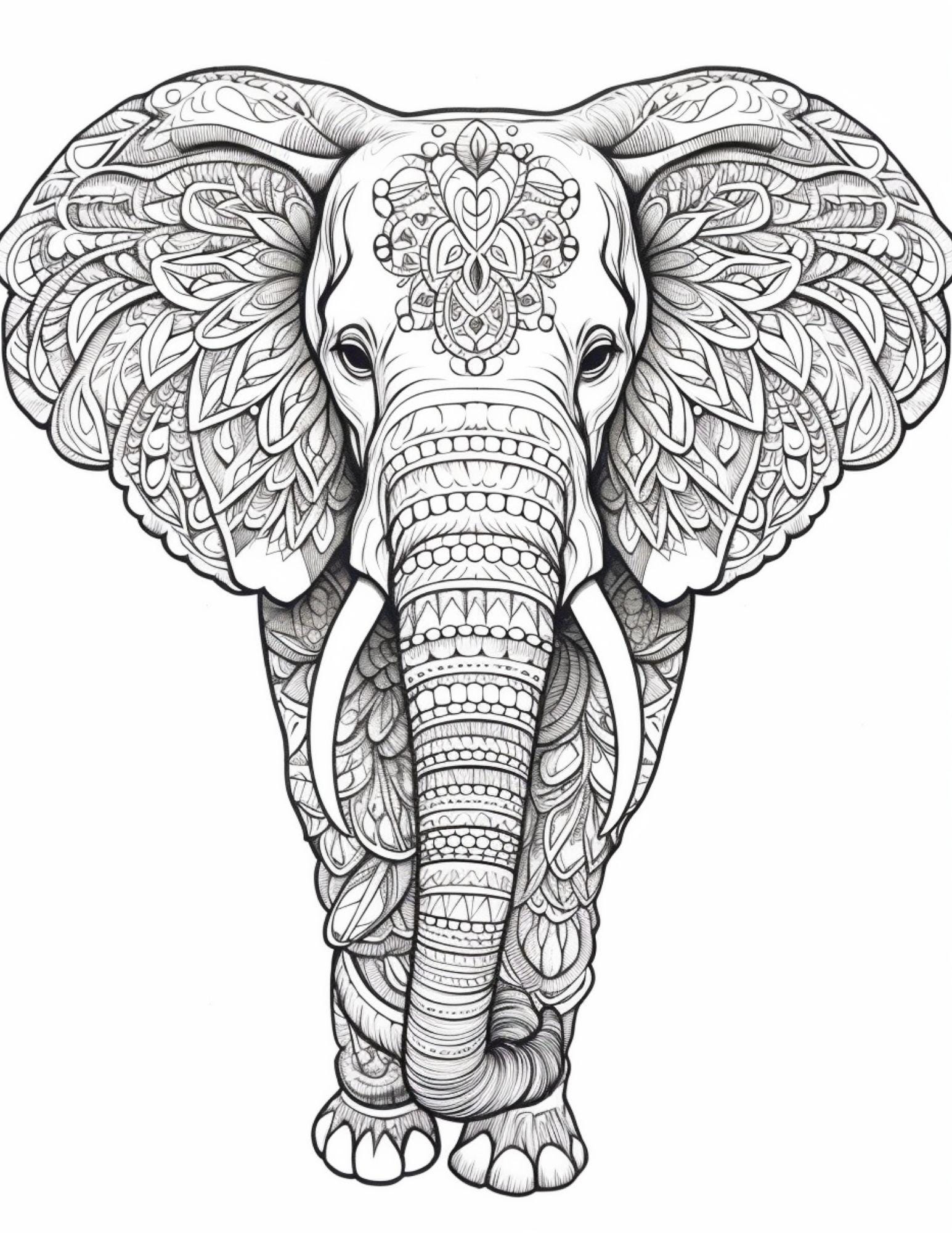 Elephant Mandala - Coloring Book Pages - Edit, Print, Save From Canva ...