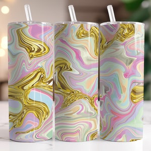 Pastel Swirl Mix - Instant Download PNG - Sublimation 20oz Skinny Tumbler Wrap