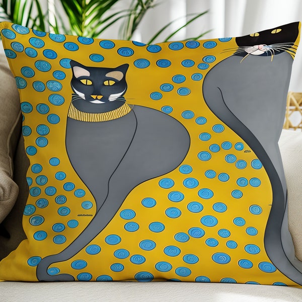 Fanciful Cat In The Style of Gustav Klimt - Sublimation Design -  Instant Download Digital Graphic, Use on Pillows, Bags, Etc