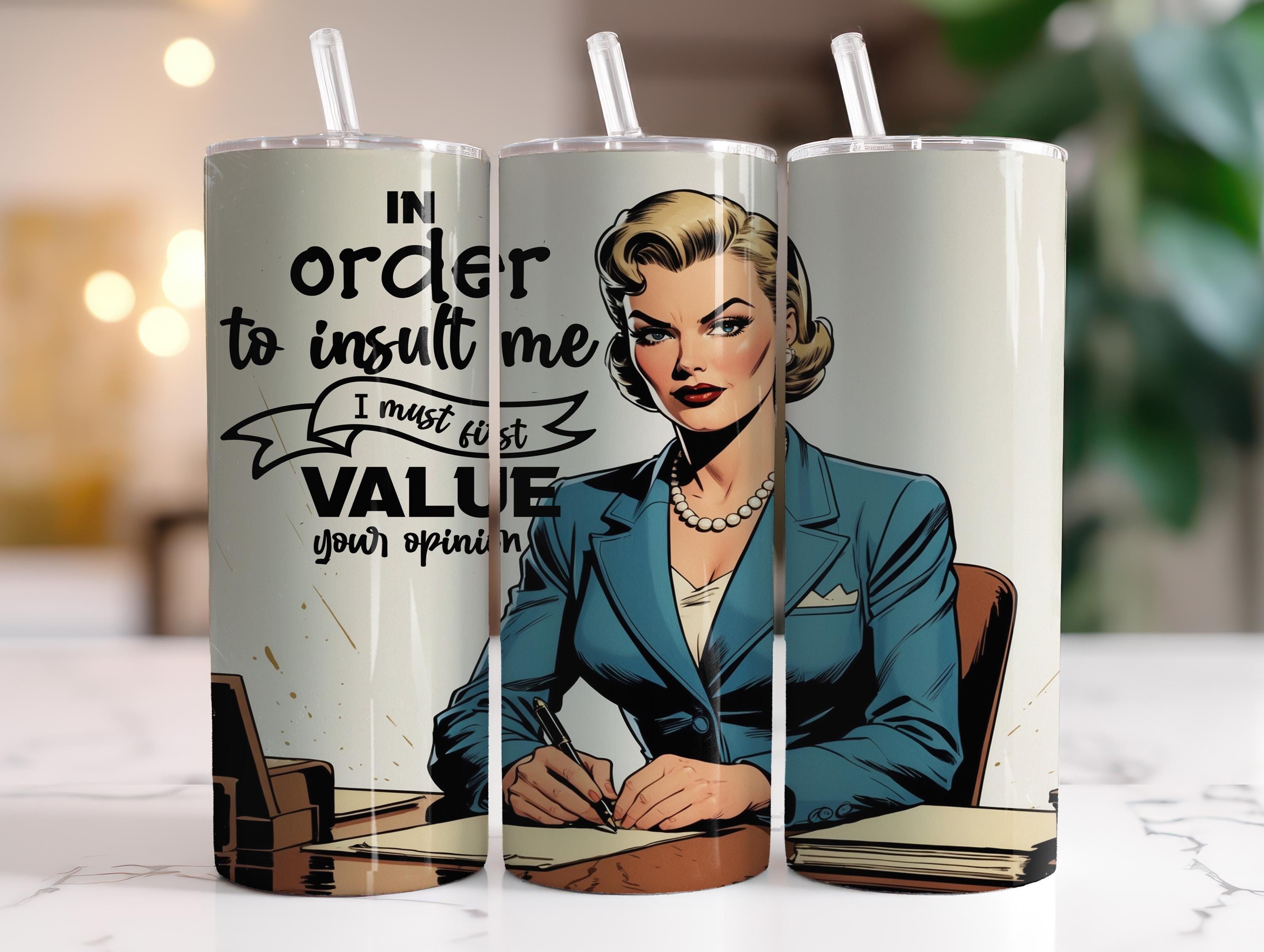 Insult Me Vintage Cartoon Theme OOAK DIGITAL ONLY Instant Downloadable Graphic - Sublimation Design 20oz Skinny Tumbler Wrap