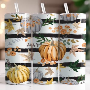 MultiColor Pumpkins - Instant Download Graphic -  20oz Skinny Tumbler Wrap & More