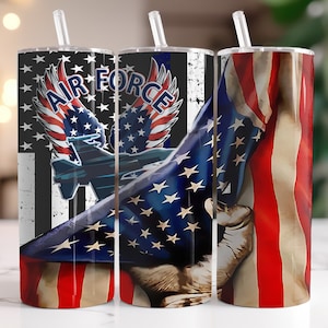 Air Force Veteran Military Vet DIGITAL ONLY Instant Downloadable Graphic  -  Sublimation Design 20oz Skinny Tumbler Wrap
