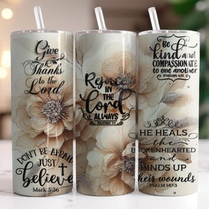 Citazioni floreali della Bibbia cristiana - SOLO DIGITALE Grafica scaricabile istantaneamente - Design a sublimazione, involucro sottile da 20 once