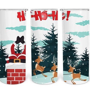 Santa In Chimney -  Instant Download Graphic -  20oz Skinny Tumbler Wrap & More