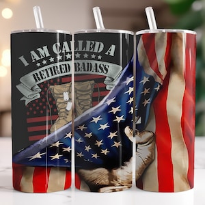 Retired Veteran - Instant Download Graphic -  20oz Skinny Tumbler Wrap & More