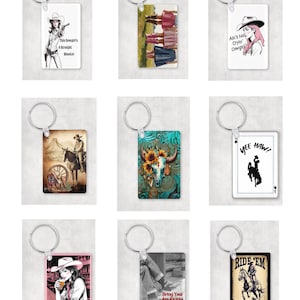 9 Western Theme Keyfob Key Ring Sublimation Designs -  Instant Download File- Sublimate To Your Blanks - Handmade Craft - Digital Files Only