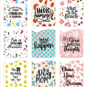 9 gráficos para porta-cartões, carteira para iPhone, porta-cartões de crédito, carteira de identidade, capa para cartão de crédito - Download instantâneo de gráficos