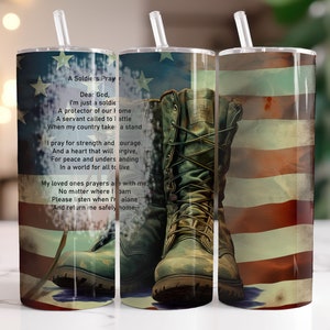A Soldier&#39;s Prayer Veteran Military, Army, Navy, Marine DIGITAL ONLY Instant Download Graphic    Sublimation Design 20oz Skinny Tumbler Wrap