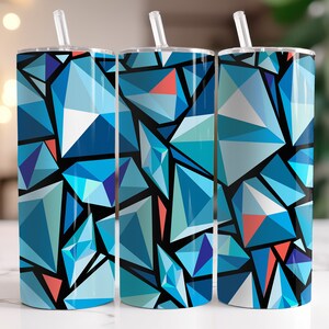 Blue Triangles - Instant Download PNG - Sublimation 20oz Skinny Tumbler Wrap