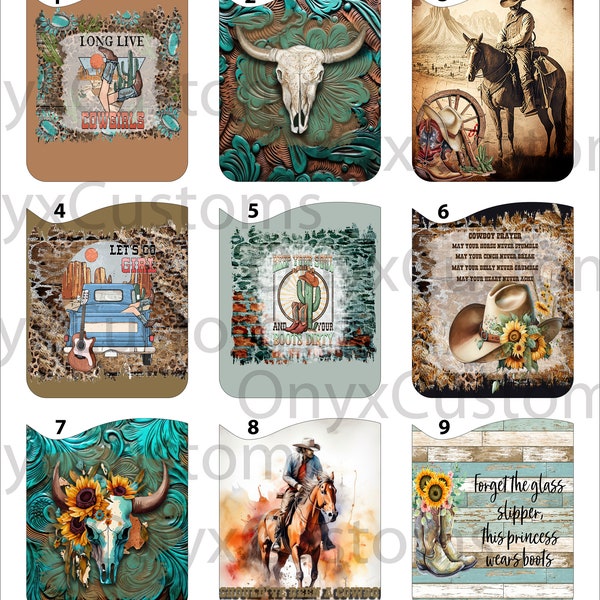 9 Graphics Western Cowboy Card Holder Phone Instant Download Accessory Great Sunflower Cow Steer