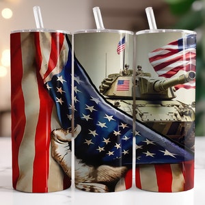 Military Vet Army Tank Veteran - DIGITAL ONLY Instant Downloadable Graphic  -  Sublimation Design 20oz Skinny Tumbler Wrap