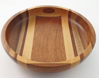 Vintage Malacca Woodwork Bowl, Malayan Timber Bowl, Malaysian Wood Bowl, Striped Wooden Bowl, Fruit Bowl, Salad Bowl, Mid Century Decor