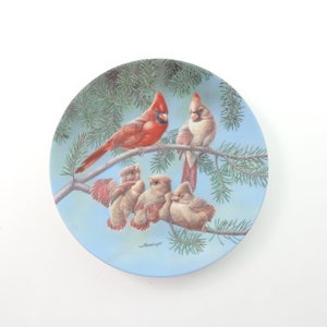 Vintage bord rode kardinaal, bord babyvogel, Joe Thornbrugh-kunstbord, zangles achtertuin Harmony Collectible Plate, Cottage Core